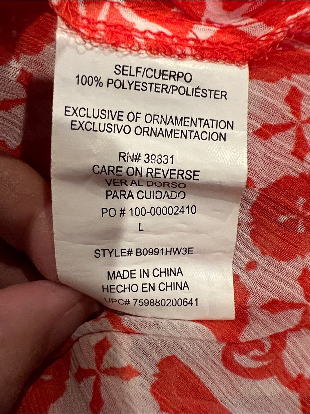 Democracy Orange & White Boho Floral Patterned Swim Coverup Tunic Sheer Light - Picture 7 of 8